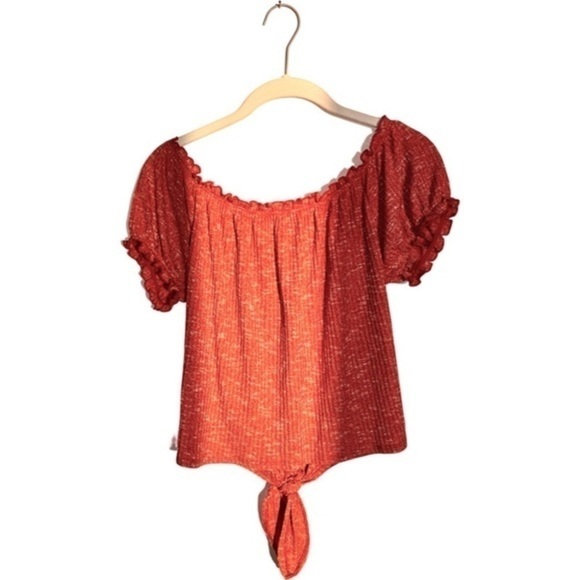 #027 🥀 NWT $24.00 | Coral Puffed Sleeve Crop Top - Picture 2 of 8